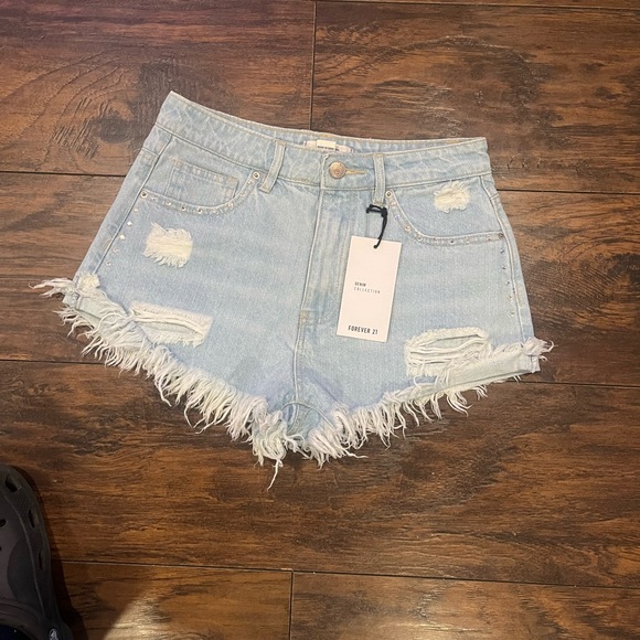 Forever 21 Frayed Light Blue Jean Shorts - Picture 2 of 4